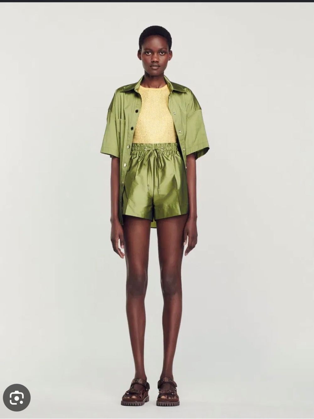 Sandro Green Satin Shorts - Picture 8 of 9